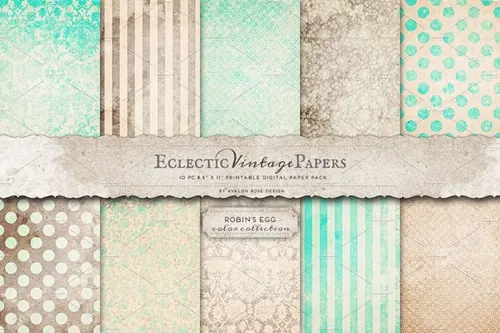 Printable Papers - R彩色系列纹理图案无缝背景Printable Papers - Robin-