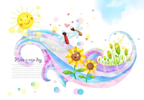 Have a nice day 韩国彩绘卡通元素包PSD