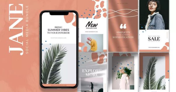 40款品牌故事推广社交媒体设计素材包 Jane – Social Me