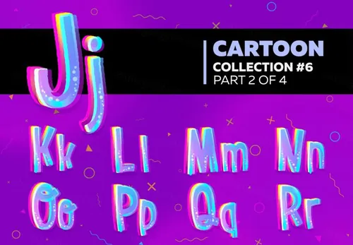 卡通式儿童漫画明亮多彩矢量3D字母特效素材 Cartoon Collection