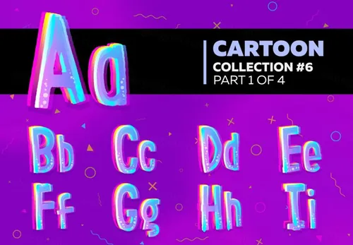 卡通式儿童漫画明亮多彩矢量3D字母特效素材 Cartoon Collection