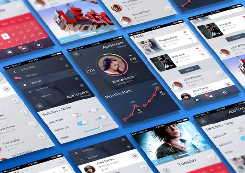 移动端UI项目透视模型PSD模板Perspective App Screens Mock-Up