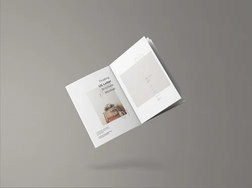 宣传册设计样机贴图展示模版 Minimal Floating US Letter Brochure Mockup
