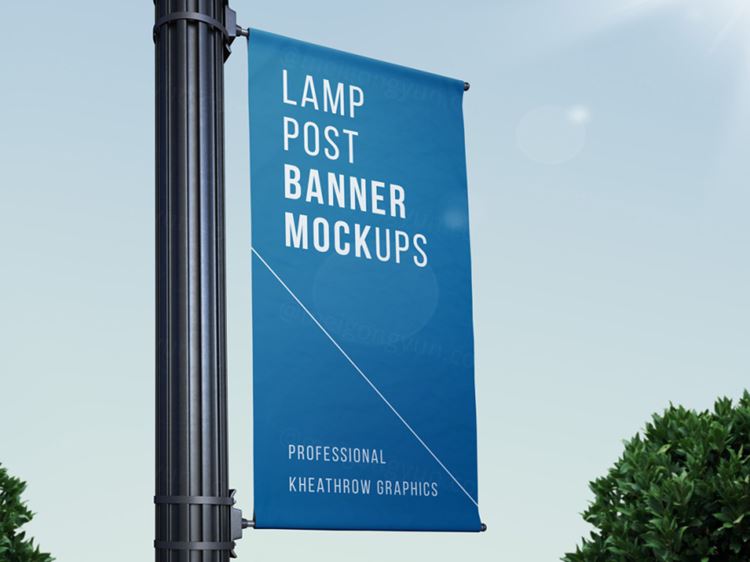 城市街道路灯横幅贴图PSD模版