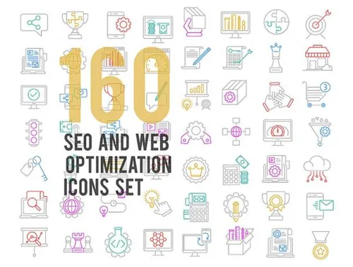 160+搜索引擎优化和网络优化矢量图标集SEO  Web Icons