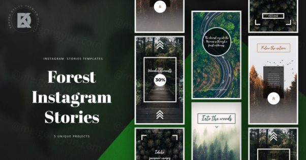 山间小路摄影故事社交媒体模板 Forest Instagram Sto