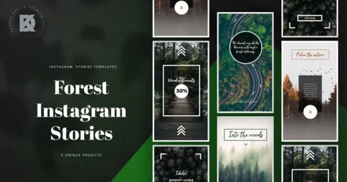 山间小路摄影故事社交媒体模板 Forest Instagram Sto