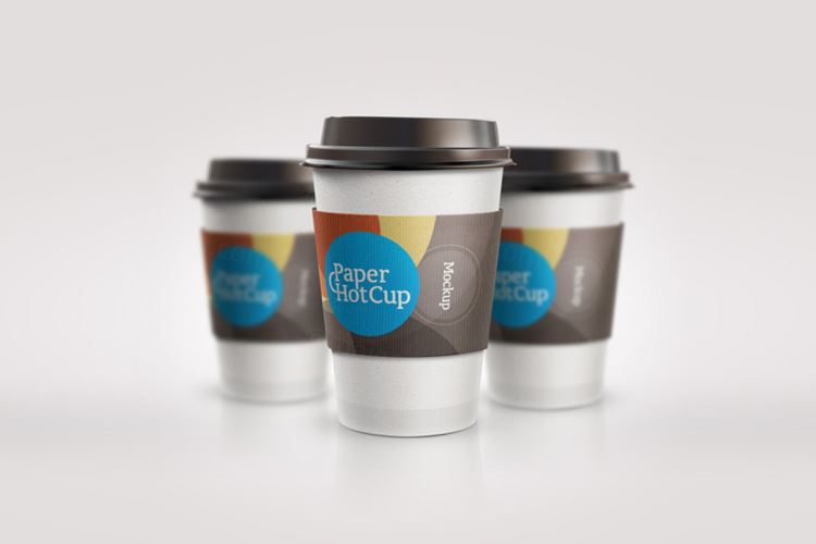 纸质咖啡杯贴图模型PSD模板Psd Paper Hot Cup Template