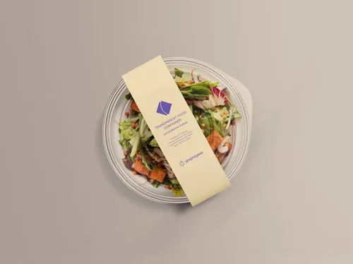 一次性透明餐具包装设计样机模板 Transparent Food Container Mockup