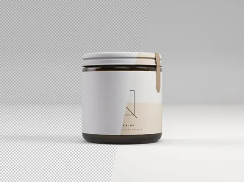 食品包装罐头前视图PSD样机模板  Front View Jar Mockup – PSD