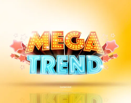 quot;Mega Trendquot; 年终电商大促活动3D立体主题字打折促销海报PSD模板