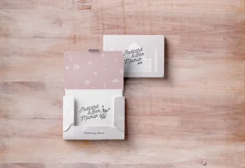 精美色明信片模型PSD贴图模板Psd Postcard Box Mockup