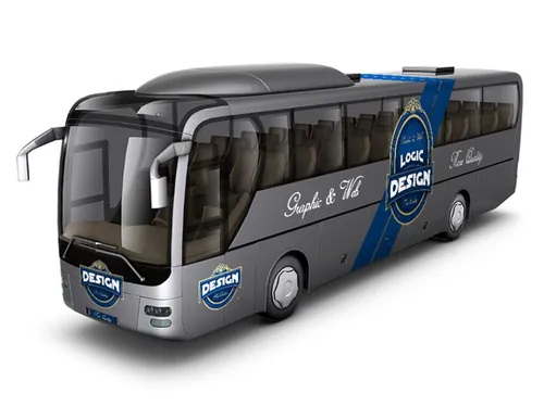 公交车巴士车身贴图展示模版 Bus Mock Up