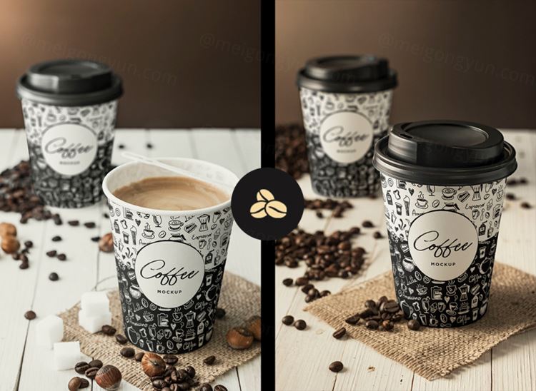 咖啡杯模型贴图PSD模板Coffee Cup Branding Mockup Vol029