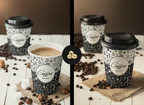 咖啡杯模型贴图PSD模板Coffee Cup Branding Mockup Vol029