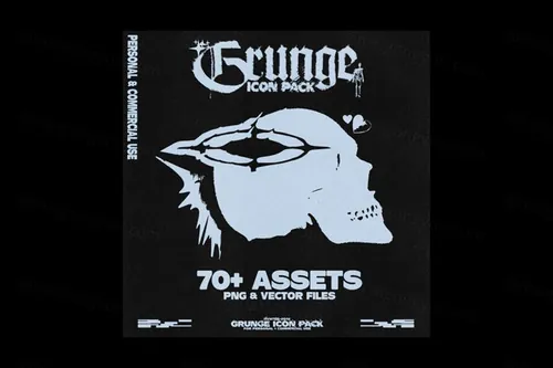 潮流Y2K末日战争废土风肮脏邋遢斑图标插图合集包 GRUNG