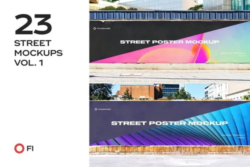 都市街道路边巨幅横幅海报设计展示样机模板 Street mockup template bundle vol.1