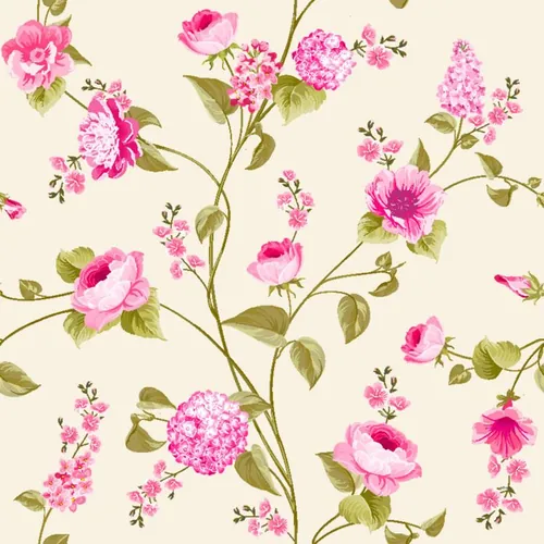 鲜花花卉织物纹理图案无缝花卉背景矢量插图绘画设计素材Purple flowers