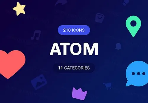 蓝色移动手机应用程序界面矢量图标集ATOM Icons