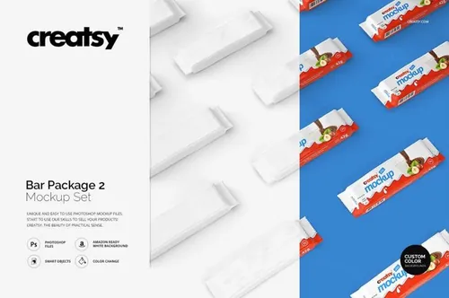 巧克力/糖果包装贴图展示模板 Bar Package Mockup Set