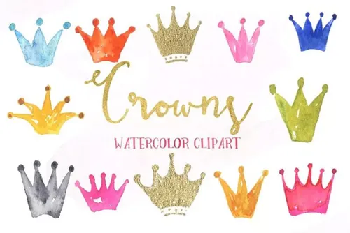 皇冠水彩剪贴画 Crowns watercolors cli