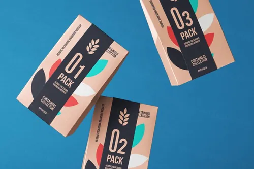 一款漂浮纸袋psd包装样机 Herbal Psd Bag Packaging Mockup 4