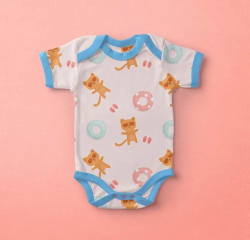 婴儿服装模型PSD贴图模板Baby Bodysuit Psd Mockup