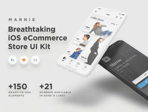 简约时尚电子商务购物平台移动手机应用程序APP UI工具包Marnie UI K