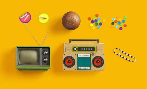 高分辨率纸质复古电视录音机篮球标签元素免费下载 Amazing Header Image