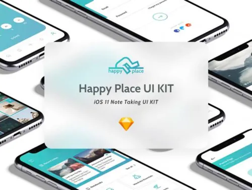 时尚简洁电子商务社交媒体博客邮件系统移动手机APP UI工具包 Happy Pl