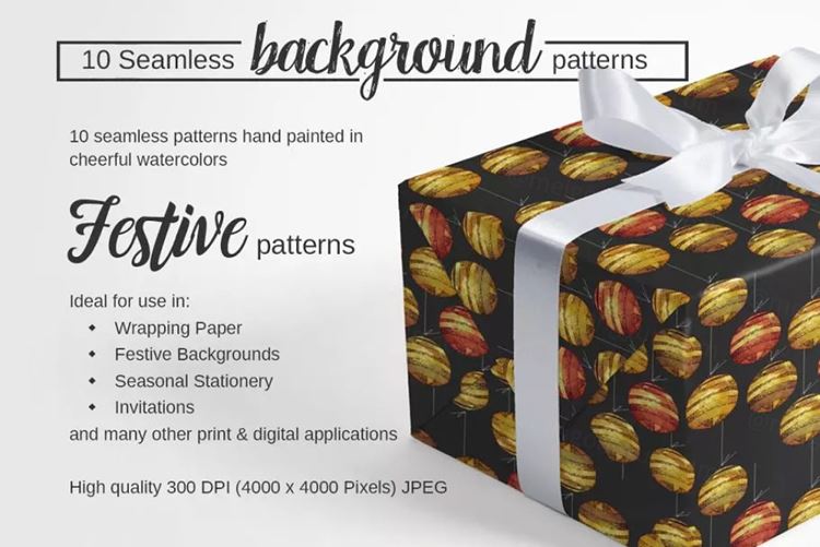 圣诞水彩墨水装饰