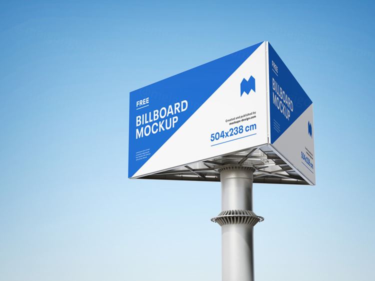三面高炮广告牌设计提案样机模板 Triple Billboard Mockup