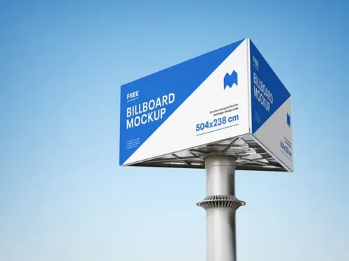 三面高炮广告牌设计提案样机模板 Triple Billboard Mockup