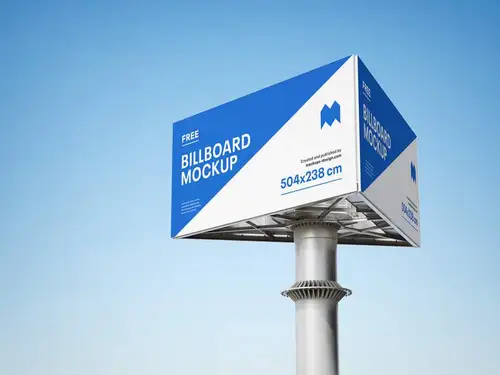 三面高炮广告牌设计提案样机模板 Triple Billboard Mockup 样机模版