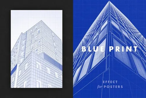 都市建筑家具房屋蓝图效果PSD模板 Blueprint Ef