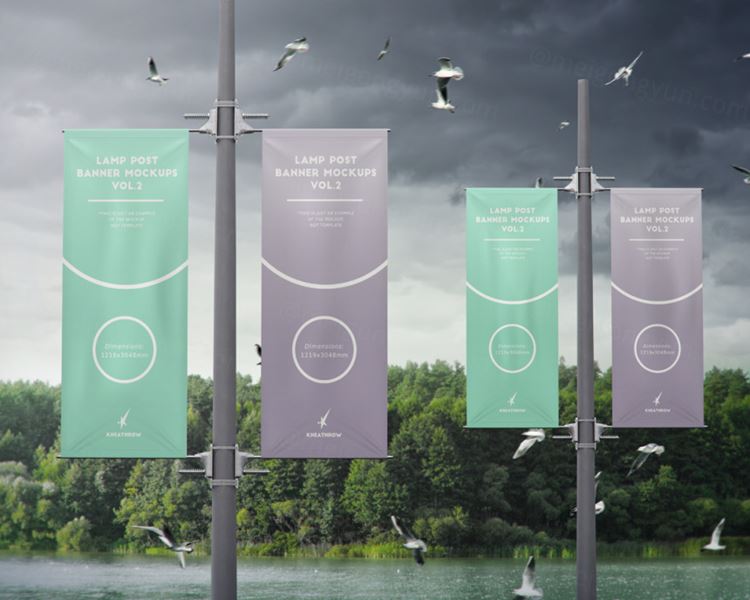 城市街道路灯横幅贴图PSD模版