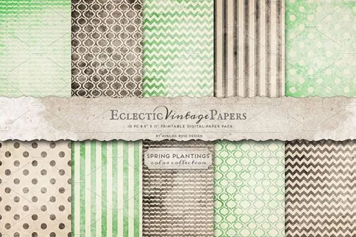 绿色和棕色系列纹理图案无缝背景Printable Papers - Spring Plantings