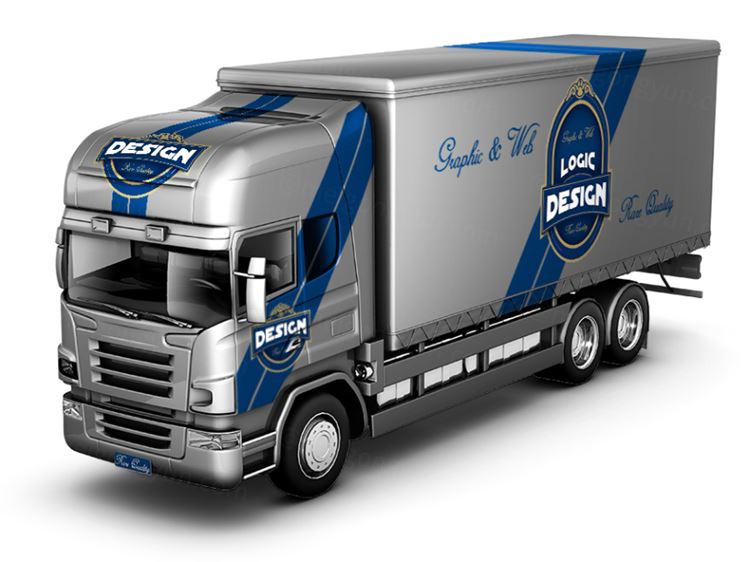 卡车车身广告贴图样机Truck Mock Up