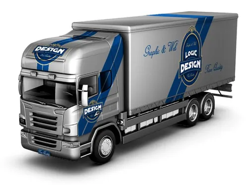 卡车车身广告贴图样机Truck Mock Up