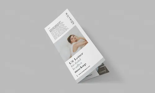 双折页设计展示贴图模版 US letter bi-fold leaflet