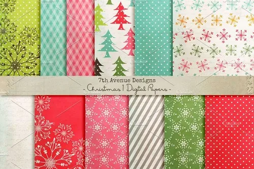 圣诞主题无缝背景设计素材Christmas papers 1