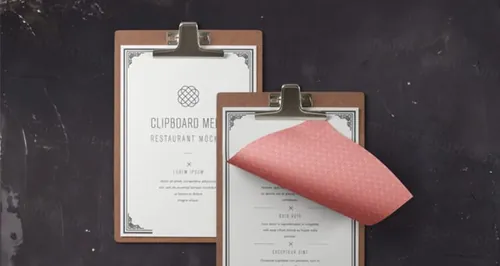 菜单夹模型PSD贴图模板Psd Restaurant Menu Mockup