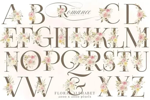 玫瑰金浪漫水彩花卉剪贴画 Rose Gold Romance