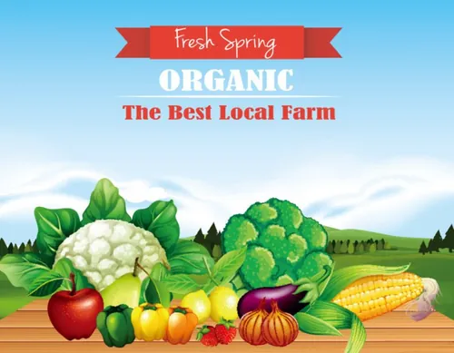 新鲜水果蔬菜卡通手绘插图绘画海报矢量设计素材Fresh fruits and vegetables Poster