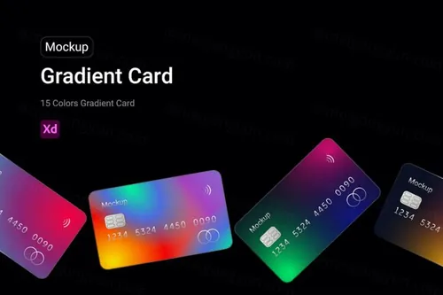 高质量渐变背景银行卡会员信用卡贴图展示样机XD模板 Grad