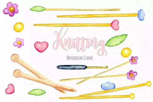 针织毛线水彩剪贴画图案 Knittings watercol