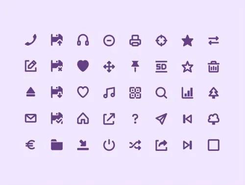 基于16px网格的200个常见系统图标 System Icons