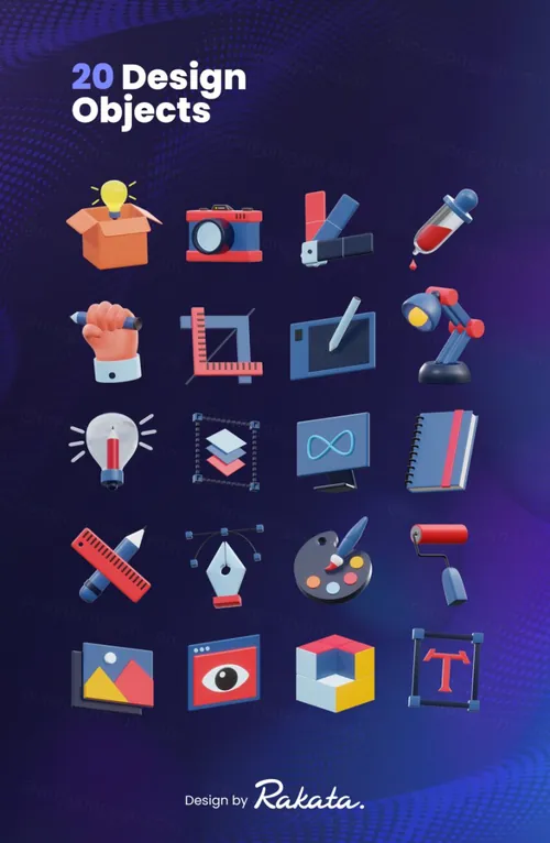 平面设计三维渲染图标合集 Graphic Design 3D Icon