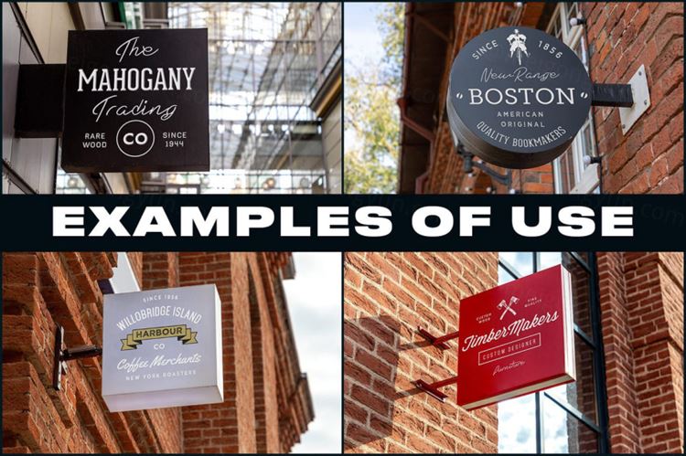 50个高品质的街头商店招牌广告设计VI样机展示模型mockups