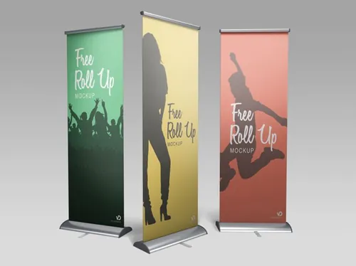 易拉宝贴图样机PSD模板Free Roll Up Banner Mockup